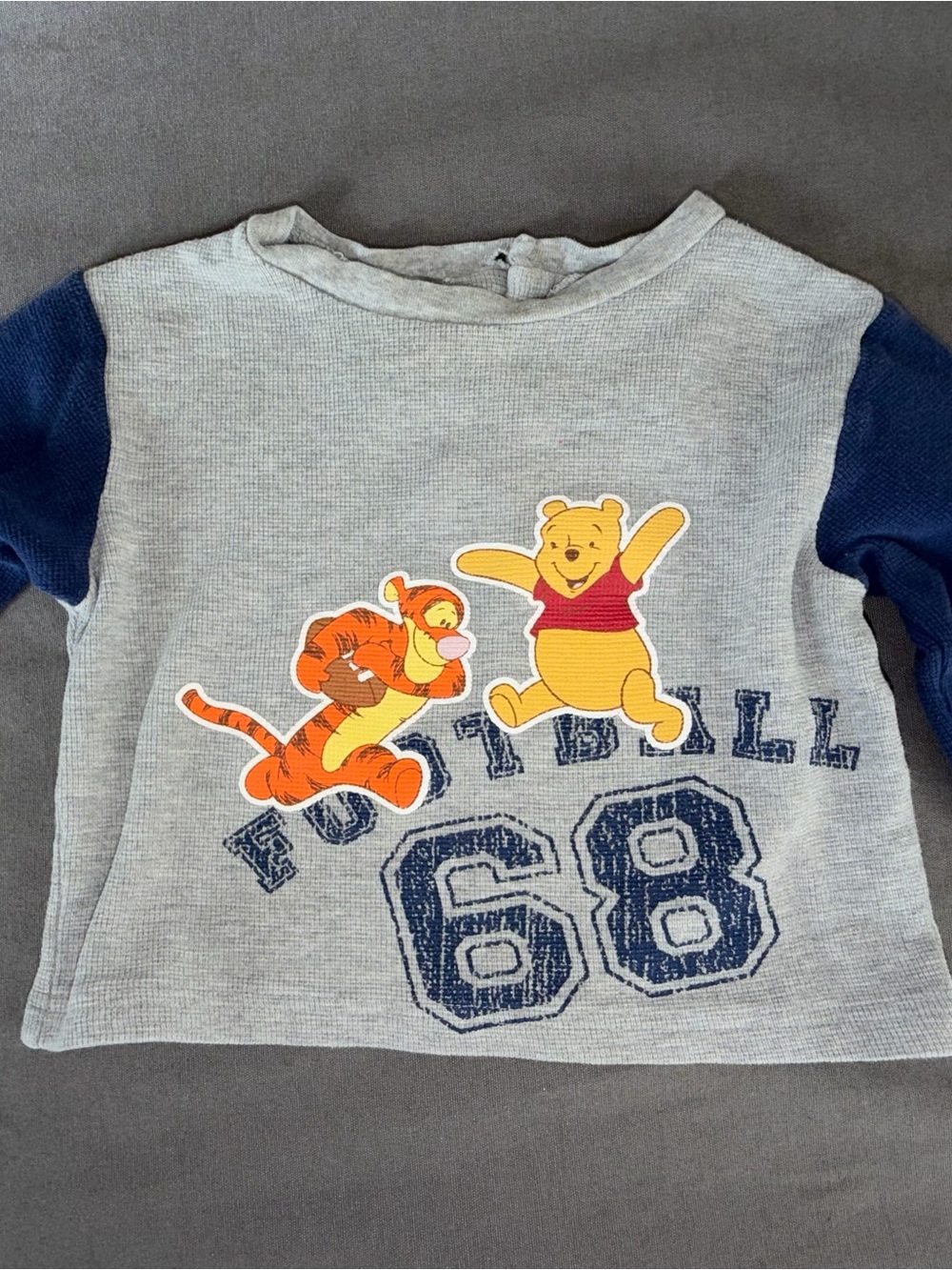 Winnie the Pooh Grey & Navy Football 68 Long-Sleeve Kids Top